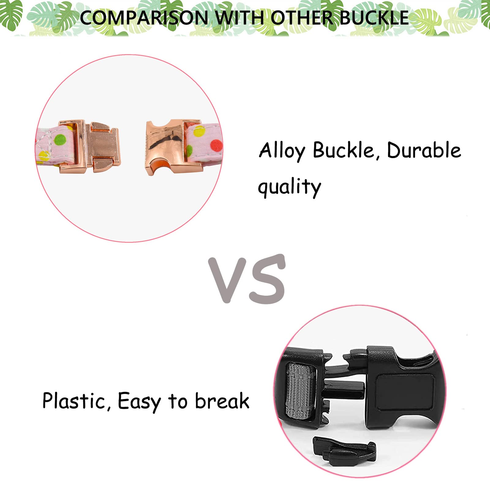 Metal Buckle Dog Collar, Durable Adjustable Dog Collar Soft For Small Medium Large Dogs (Pink Point, L(15-23In)