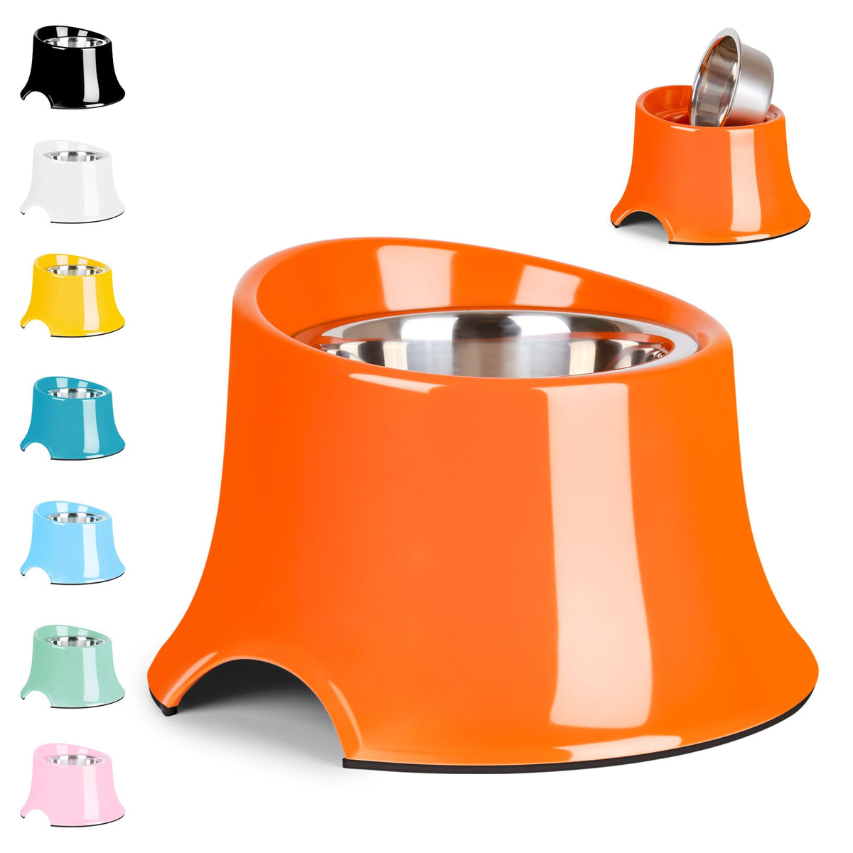 Petvillage Tilted Elevated Dog Bowls Non-Slip & Non-Spill Pet Feeder With Elevated Detachable Melamine Stand, High Capacity Tilt