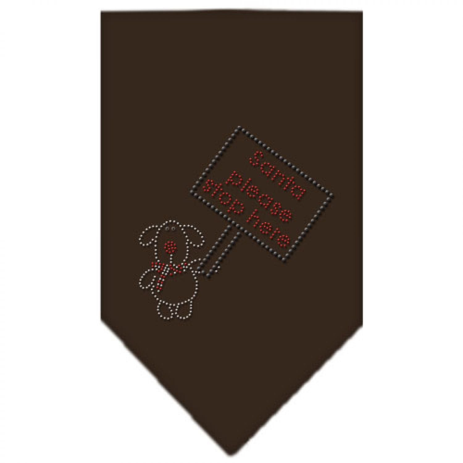 Mirage Pet Products Santa Please Stop Here Rhinestone Bandana, Small, Cocoa