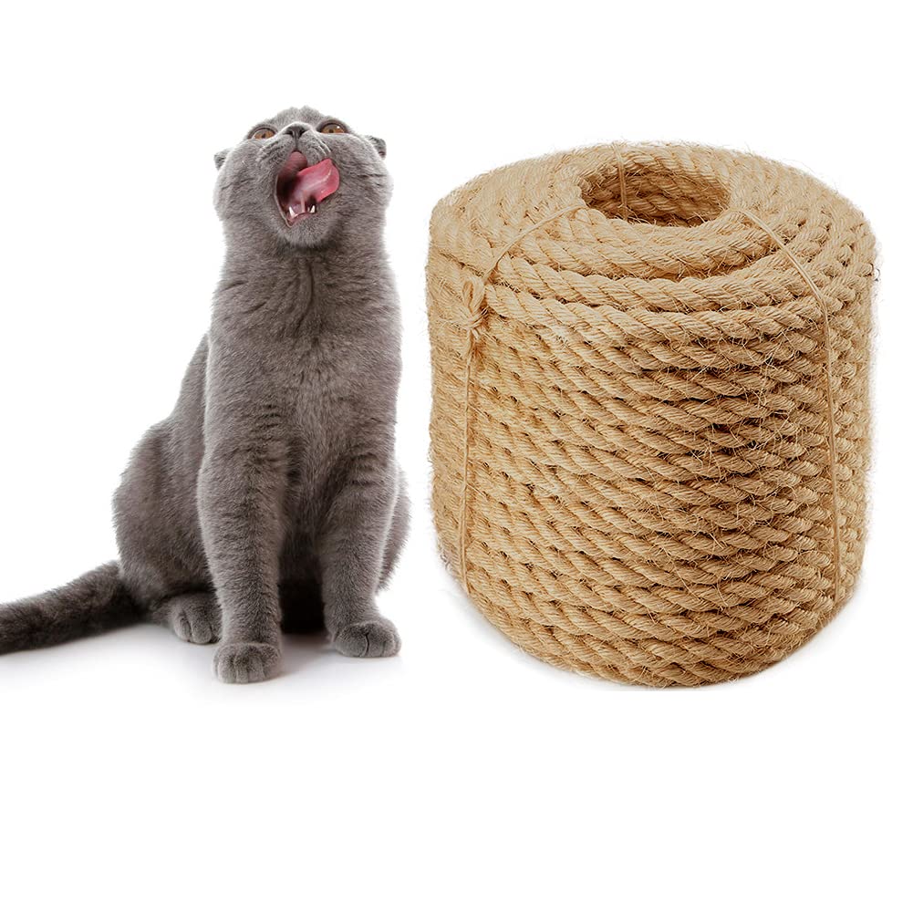Sisal Rope 6mm for Cat Scratcher Repair and Replace Cat Scratching Post, DIY Scratching Furniture - Cat Tree, Scratch Carpet & M
