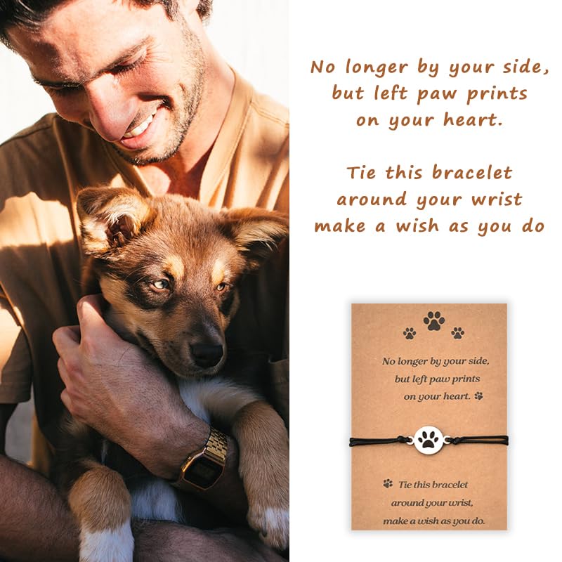 Xiyantiji Pet Memorial Gifts for Dogs Paw Print Bracelet for Dog Owner Pet Lover Remembrance Gifts for Loss of Dog Sympathy Brac