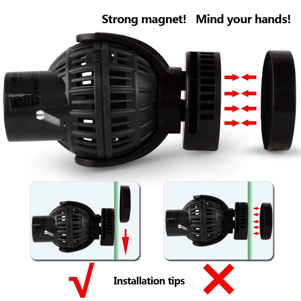 Freesea Aquarium Circulation Pump Wave Maker Power Head With Magnetic Mount Suction (1050 Gph, Black)