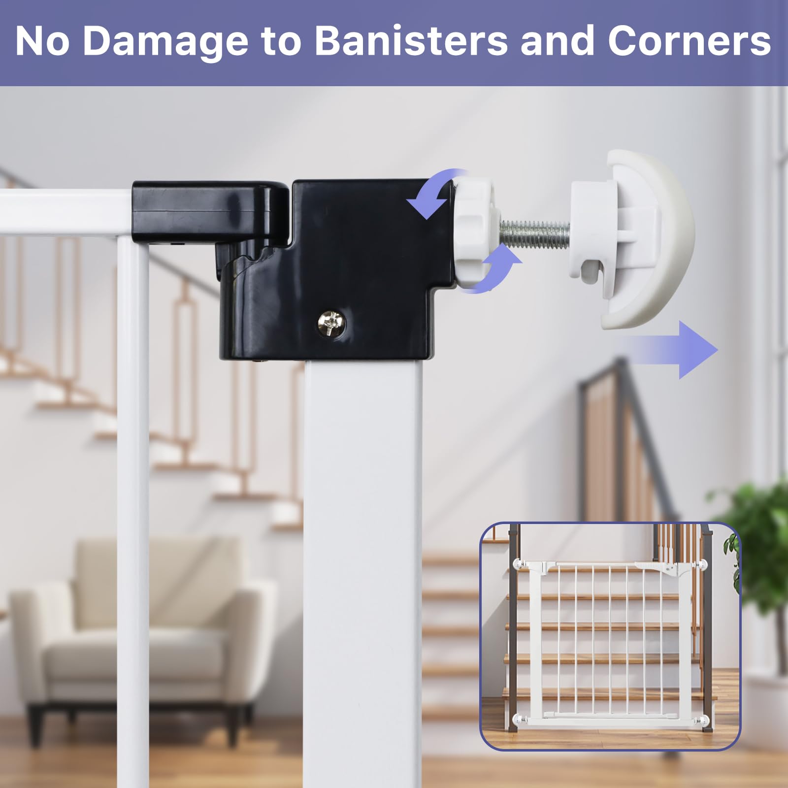 Baby Gate Banister Adapter (2 Pack) Universal Hardware for Pressure Mounted Baby Gate for Stairs Banister to Wall Baby Gate Part