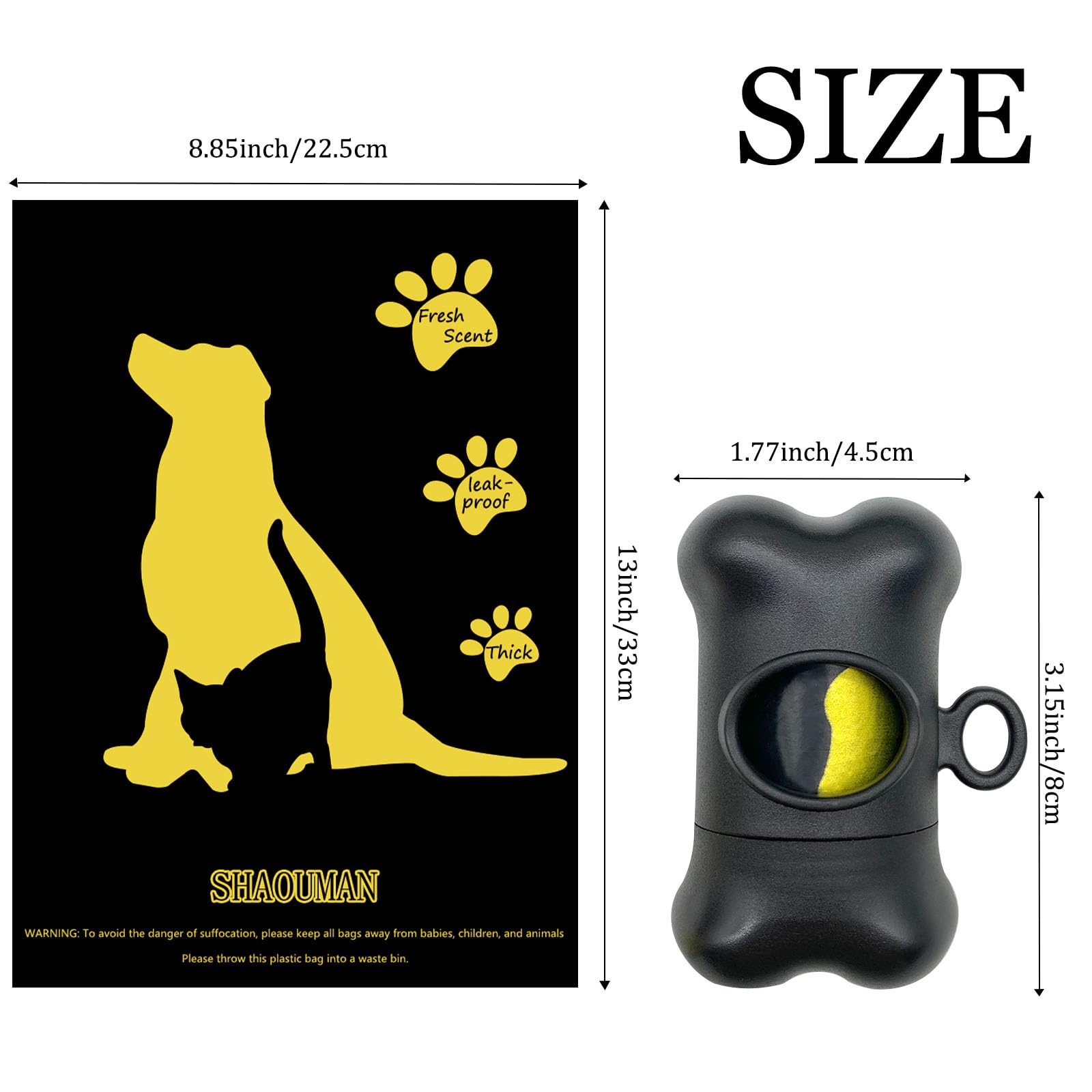 Shaouman Dog Poop Bags Holder For Leash|Dog Baggie Dispenser With 15 Leak-Proof Poo Bags For Leash On The Go For Walking Doggie