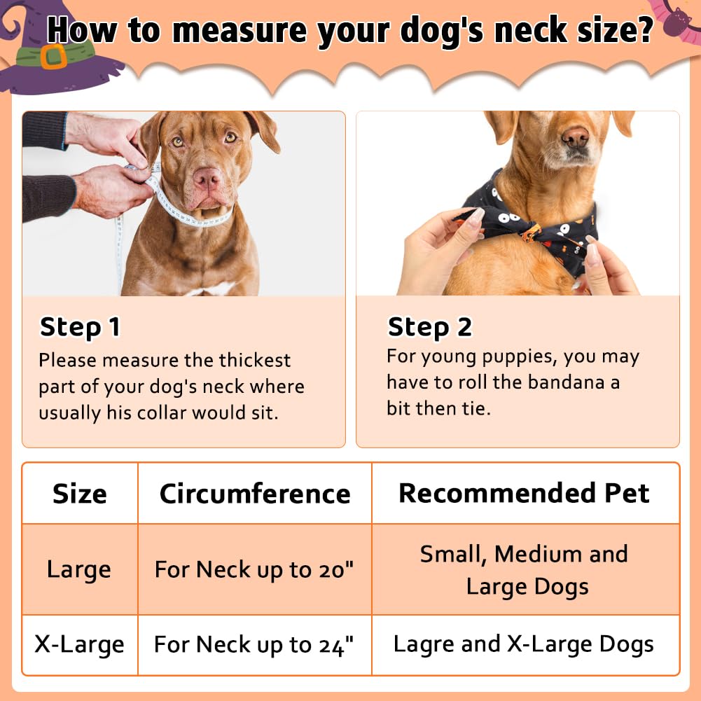 Szee Halloween Dog Bandanas, 2Pcs Witch And Pumpkin Double-Layer Dog Scarf For Small Medium And Large Pooch, Funny Halloween Cos