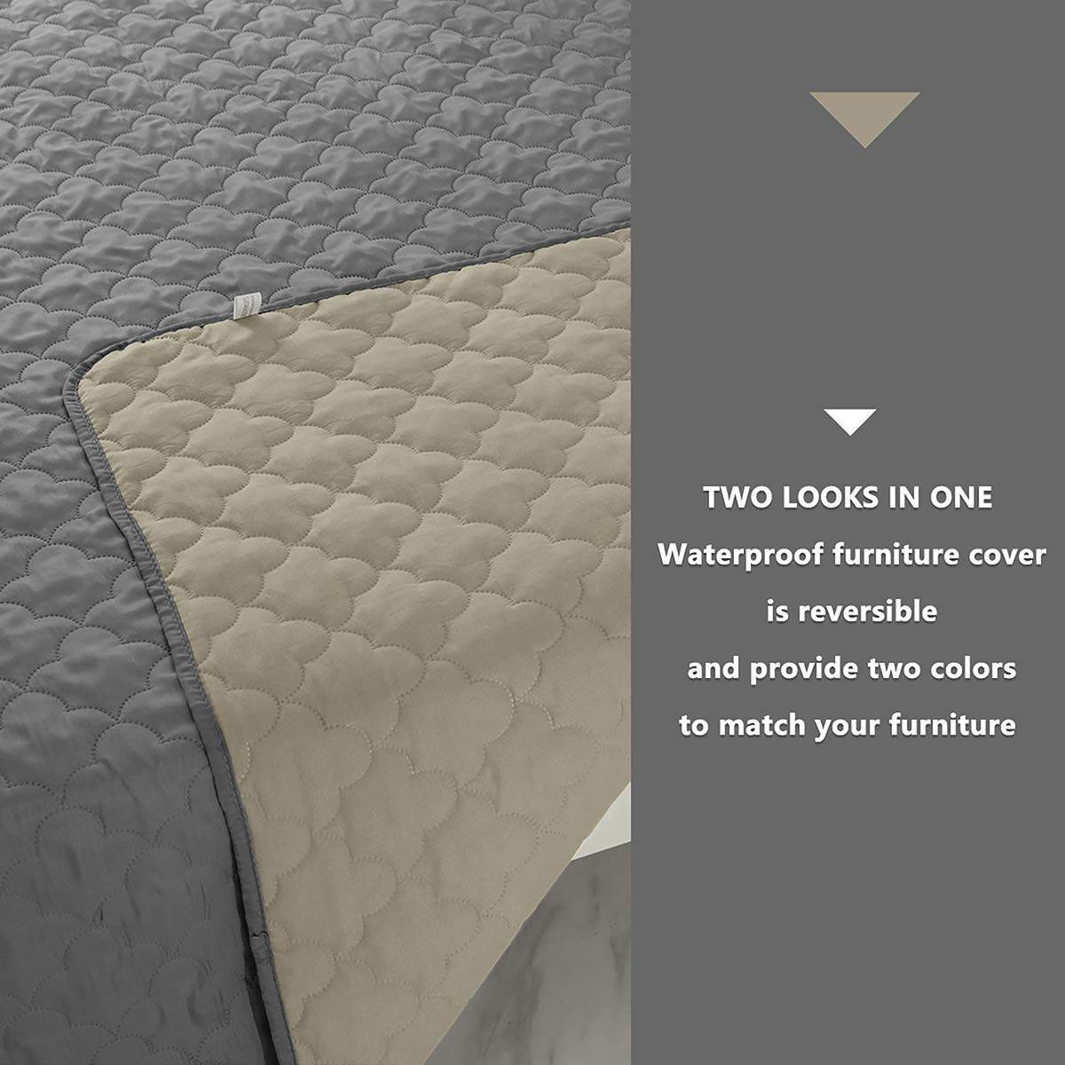 Dog Blankets For Couch Protection Waterproof Dog Bed Covers Pet Blanket Furniture Protector (Grey+Beige, 82'X120')