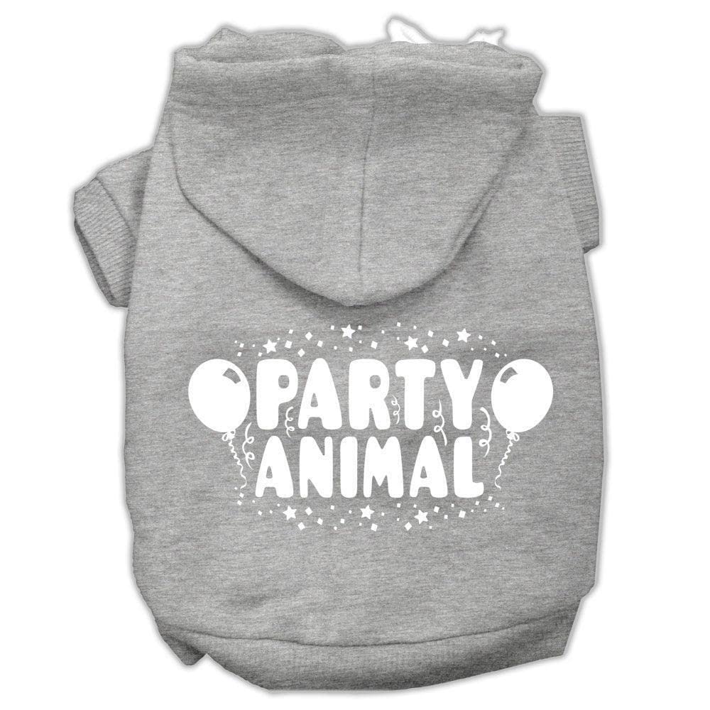 Mirage Pet Products 14&quot; Party Animal Screen Print Pet Hoodie, Large, Grey