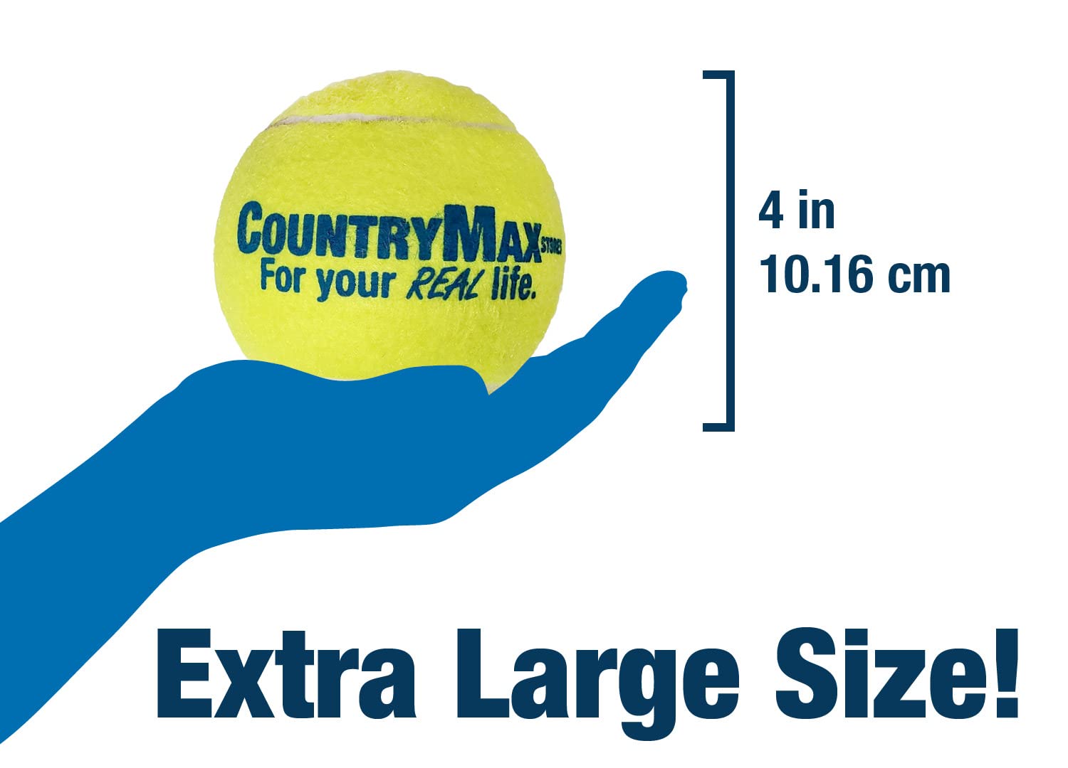 Countrymax Tennis Balls Xl 4 For Large Breed Dogs, Agressive Chewers, Training And Playtime (3 Pack)