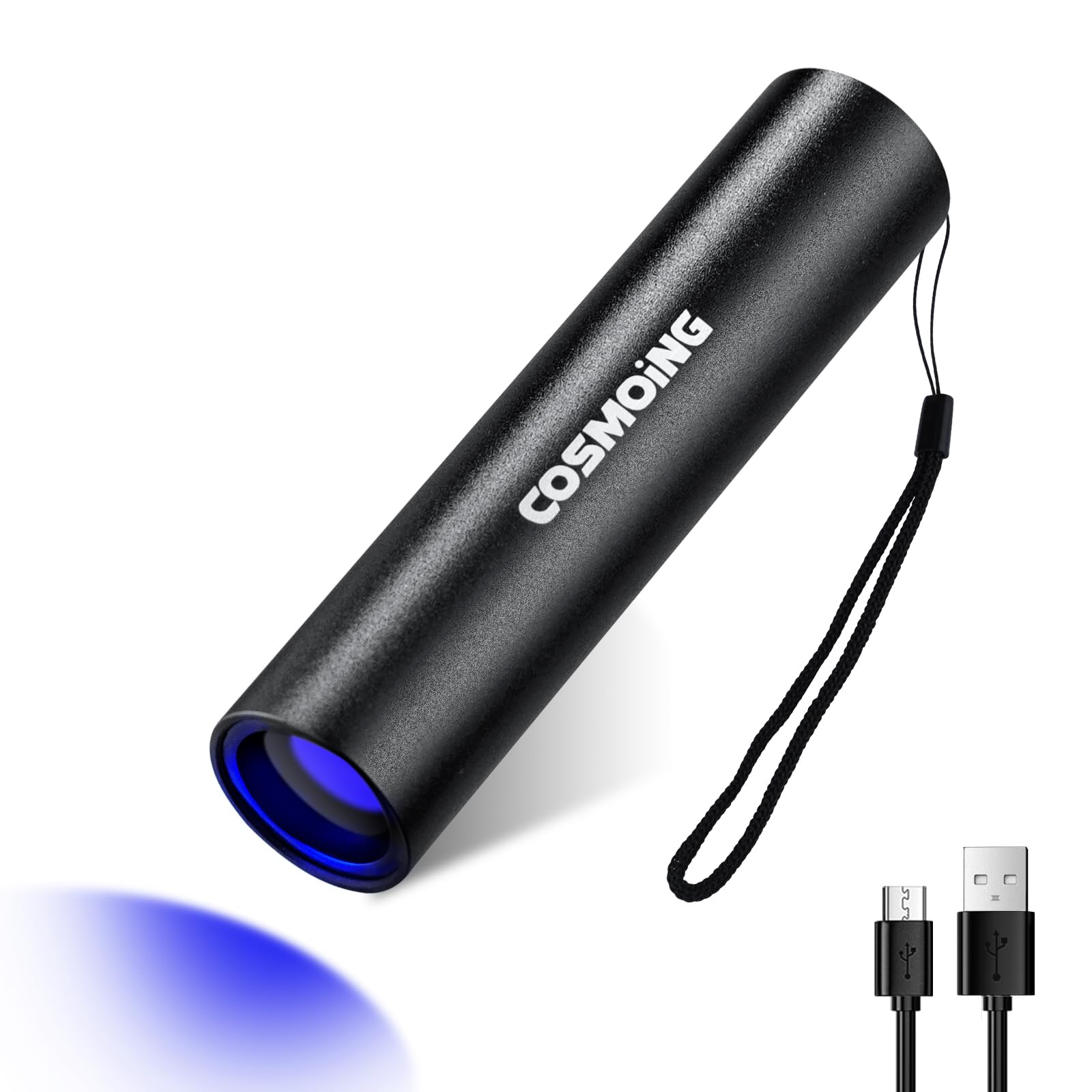 Cosmoing Uv Flashlight Usb Rechargeable, 365Nm Black Light Flashlight, Mini & Powerful Ultraviolet Flashlight Portable Detector 