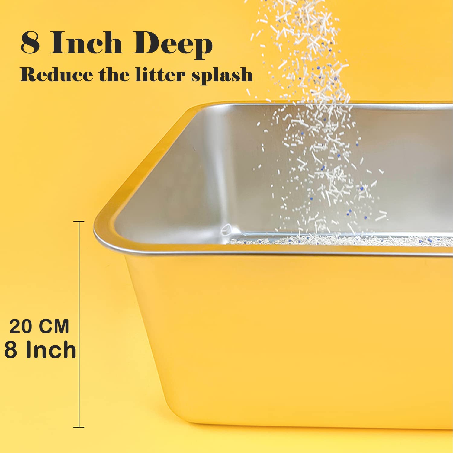 Lihong Stainless Steel Cat Litter Box,Extra Large Metal Litter Box For Big Cats Kitty Rabbits,No Smell,Non Stick,Easy To Clean(2