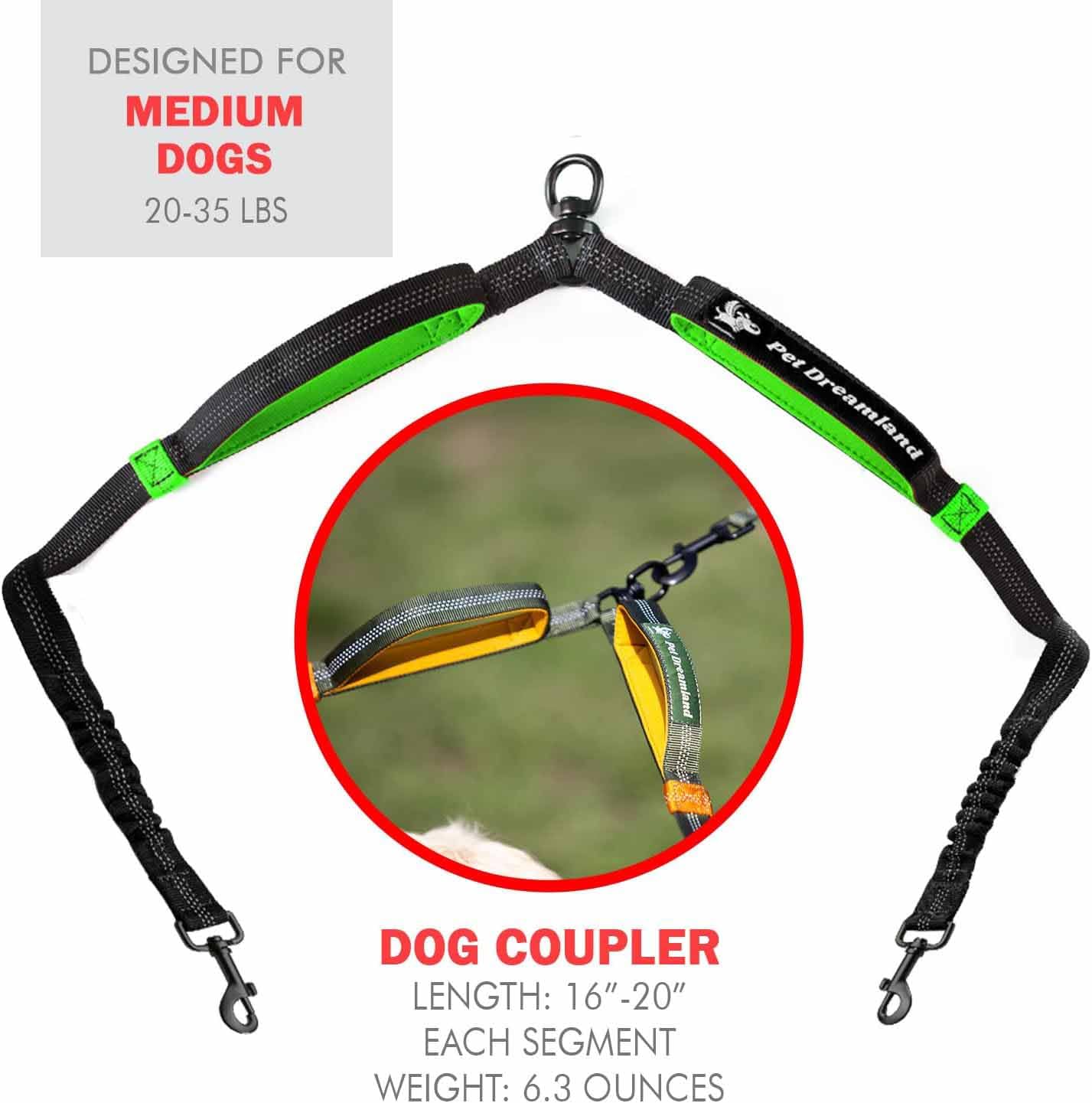 Exquisite Leash Coupler for Medium Dogs - Tangle-Free Double Clip Attachment for Walking & Running - Durable & Adjustable Connec