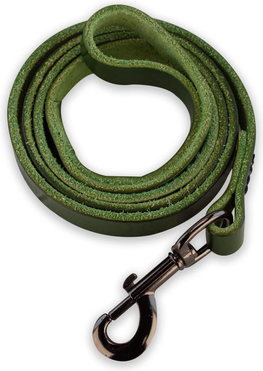 Brute Strength - Leather Dog Leash - 733Ft - Green - Soft And Strong Full Grain Leather Leash For Large And Medium Dogs - Dog Tr