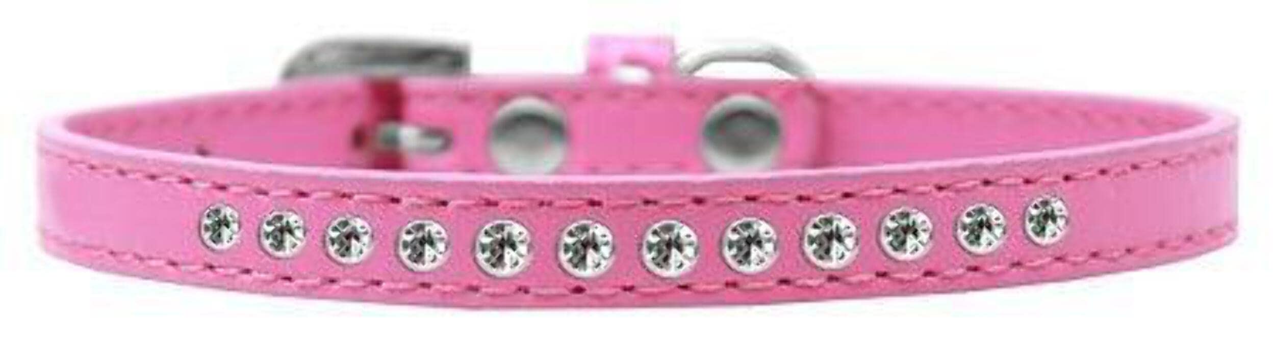 Dog, Puppy & Pet Ice Cream Collar, Two Row Light Pink Crystal Rimsets Silver 20