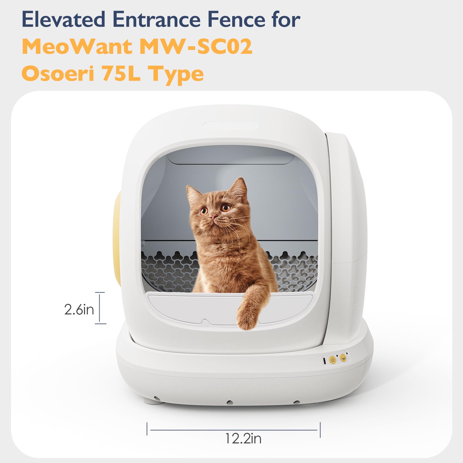 Sarosora Elevated Entrance Fence For Meowant/Osoeri Self-Cleaning Cat Litter Box (For Model :Mw-Sc02), Increased Threshold, Effe
