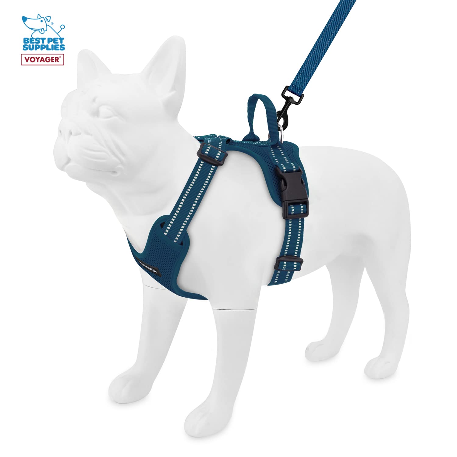 Air Frontier Mesh Dog Harness With And Reflective Dog Leash Set, Reflective Stitching, And Lightweight Breathable No-Pull Design, Adjustable Neck And Chest Straps For Small To Large Breeds - Buw, S