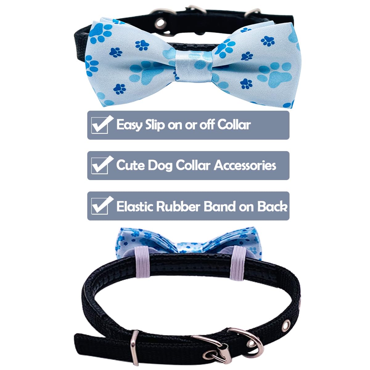 Pet Show 10Pcs Paw Pattern Large Dog Bow Ties For Medium Big Detachable Dogs Bowties With Elastic Bands Attach To Collar Pet Gro
