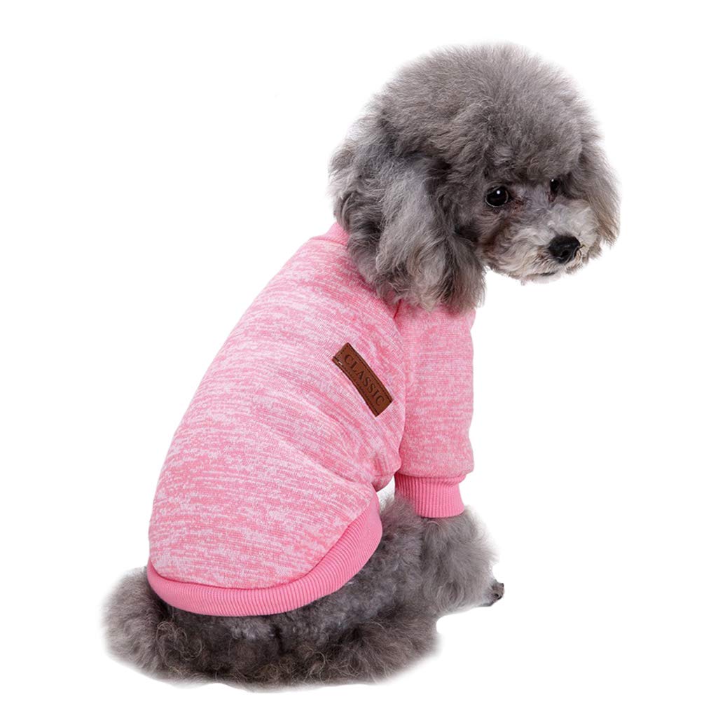 Jecikelon Pet Dog Clothes Dog Sweater Soft Thickening Warm Pup Dogs Shirt Winter Puppy Sweater For Dogs (Pink, L)