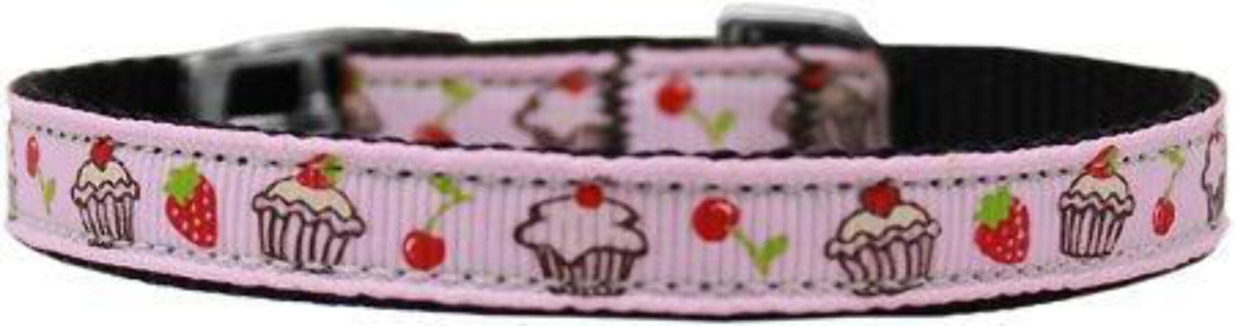 Mirage Pet Products Cupcakes Nylon Dog Collar with Classic Buckle, Size 14, Black