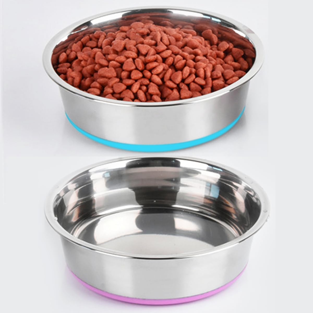 Wedawn 5Mm Thick Stainless Steel Dog Bowls, Non-Slip With Silicone Base Cat Dishes, 8 Cups Food Grade Bpa Free, Less Sliding, Premium Water And Food Pat Bowls For Cat And Dog, Easy To Clean, 2 Pack