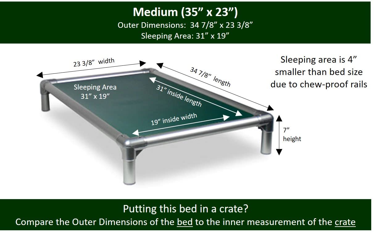 Kuranda Chewproof Bed - Silver Aluminum - 35'' x 23'' - Cordura Nylon - Forest