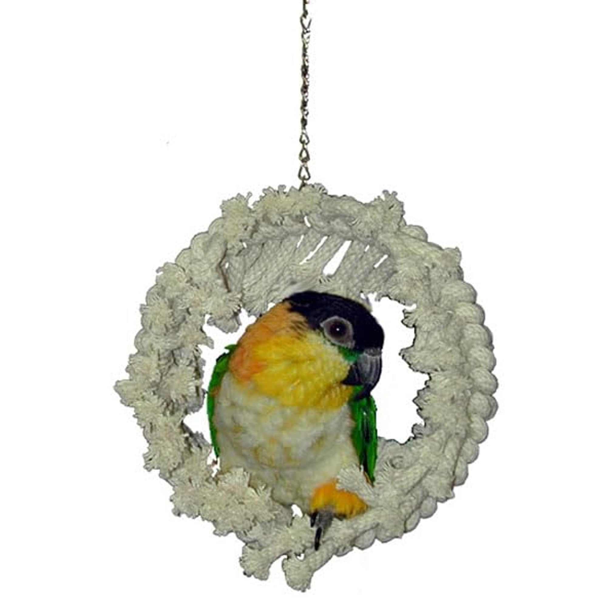 Super Bird Creations Sb130 Snuggle Ring Bird Toy - Comforting Cotton Rope Hideaway - Durable Steel Ring, Safe Cage Attachment - 