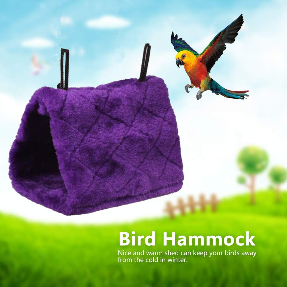 Magnoloran 2 Pack Warm Bird Nest House Bed Hanging Hammock Toy Sleeping Bed Plush Hanging Snuggle Cave Happy Hut For Pet Parrot Parakeet Cockatiel Conure Cockatoo African Grey Macaw(Purple)