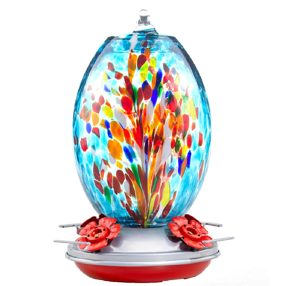 Muse Garden Hummingbird Feeders for Outdoors Hanging, Blown Glass Hummingbird Feeder, Hummingbird Gifts for Women, Garden Backya