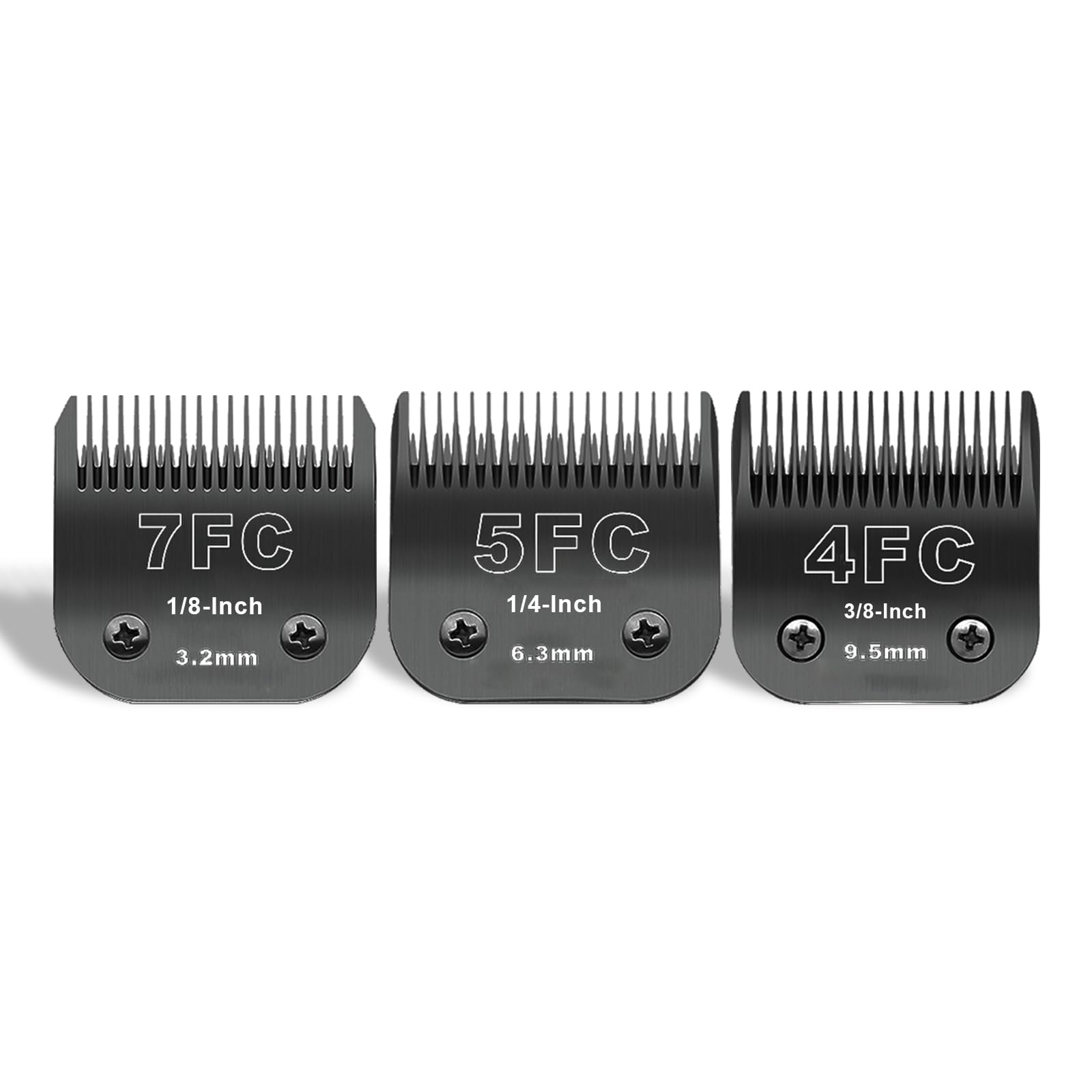 Dodaer 7Fc+5Fc+4Fc Black Detachable Pet Dog Grooming Clipper Stainless Steel Blades Set,Compatible With Andis,Oster A5,Wahl Km10