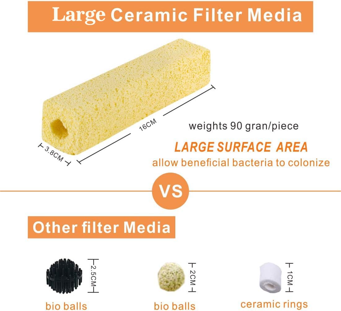 Hygger 6.2-Inch Long Aquarium Bio Media Ceramic Filter Media Blocks For Sump Tank Pond Saltwater Aquarium Fish Tank Biological M