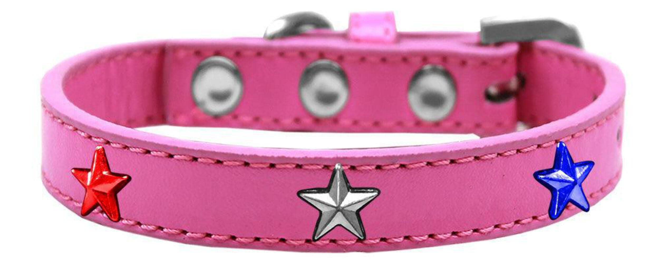 Dog, Puppy and Pet Widget Fashion Collar, &quot;Red, White & Blue Stars&quot; Aqua 20