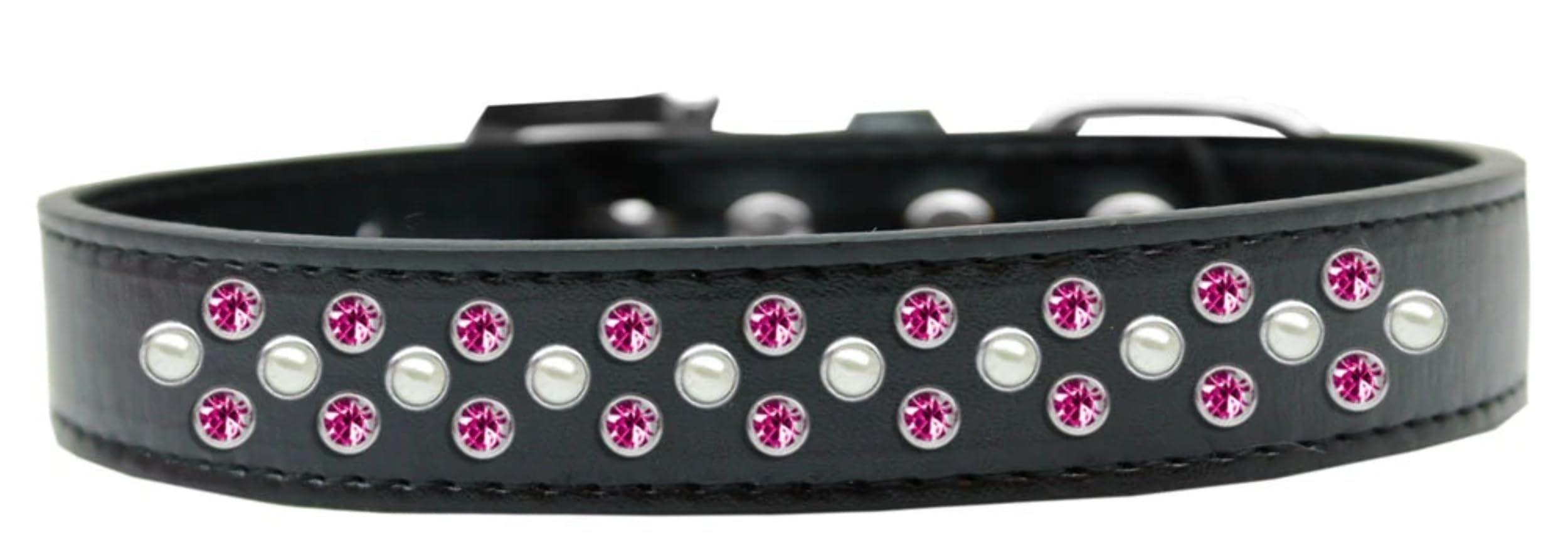 Dog, Puppy & Pet Fashion Collar, Pearl and Bright Pink Crystal Rimsets Sprinkles Bright Pink 14