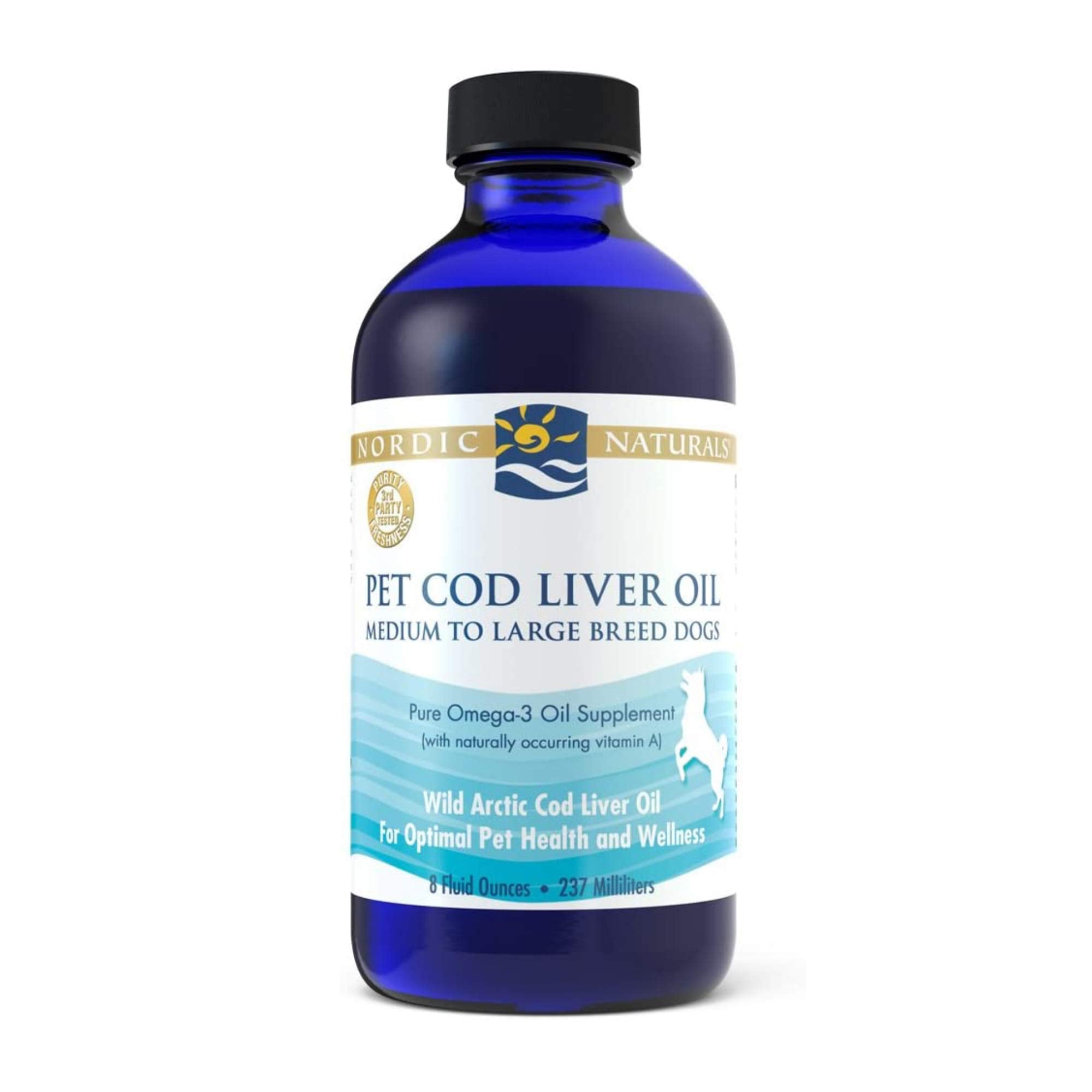 Nordic Naturals Pet Cod Liver Oil, Unflavored - 8 oz - 1104 mg Omega-3 Per Teaspoon - Fish Oil for Dogs with EPA & DHA - Promote