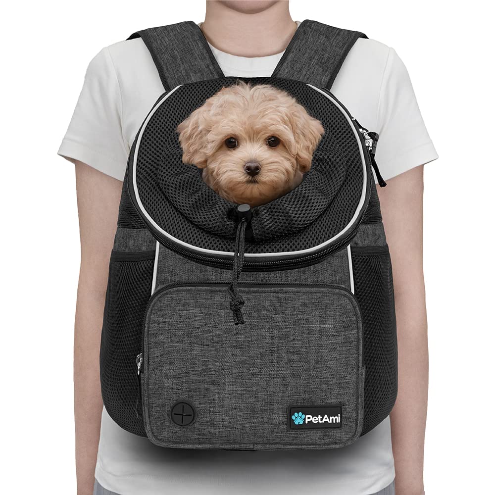 Petami Dog Front Carrier Backpack, Adjustable Dog Pet Cat Chest Carrier Backpack, Ventilated Dog Carrier For Hiking Camping Trav