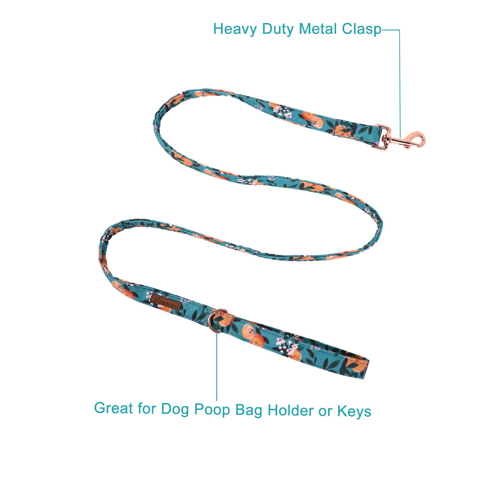 Up Urara Pup Summer Dog Leash Match Dog Collar, Sturdy Durable Peach Cotton Dog Leash, Summer Dog Training Leash For Small Mediu