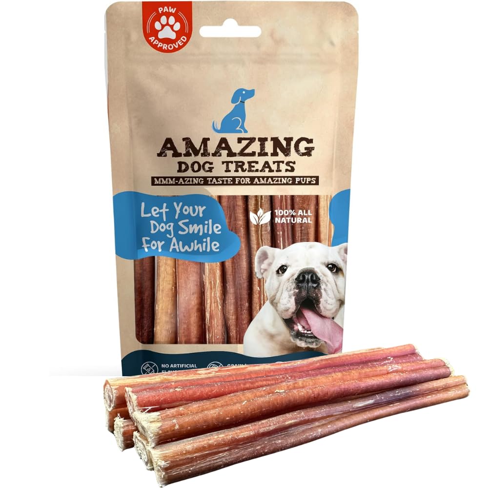 Amazing Dog Treats - Bully Sticks for Small Dogs (6 Inch Junior - 25 Count) - Premium Thin Bully Sticks for Dogs - Best Bully St