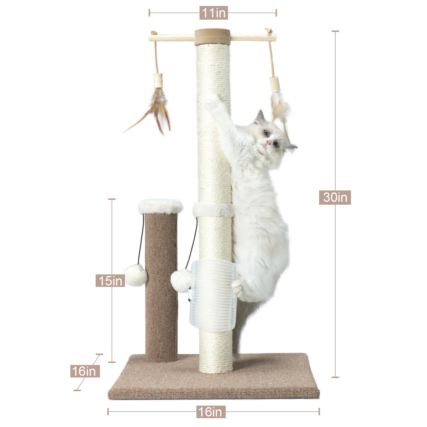 Pawsfans Cat Scratching Post 30 Inches Tall Sisal Carpet Vertical Scratch Posts For Indoor Cats And Kittens,With Hanging Ball An