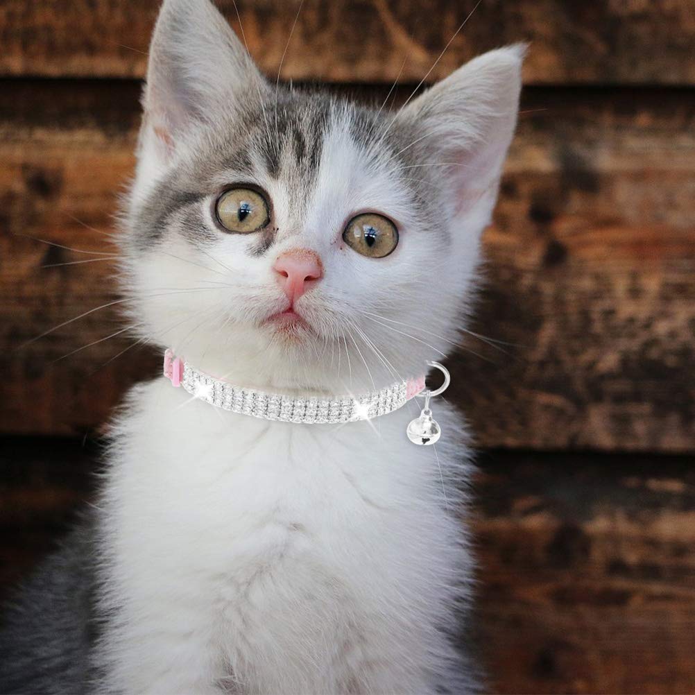 Expawlorer Cat Collar Breakaway With Bells - 2 Pack Rhinestones Bling Diamante Collars - Soft Velvet Safe Adjustable Shing Collar For Cats Kitty Girls And Small Dogs