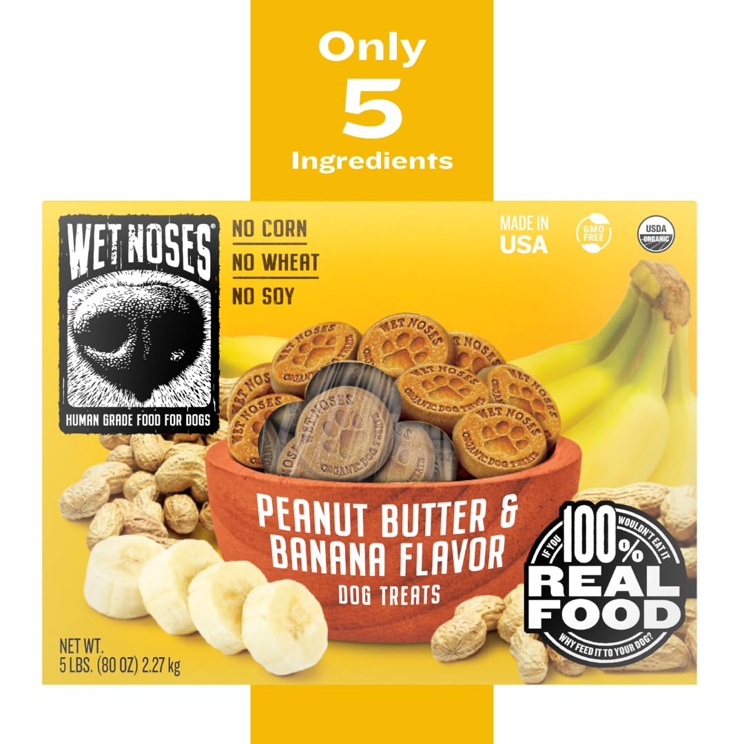 Wet Noses Organic Crunchy Dog Treats - for All Pet Sizes, Breeds - Senior Dog Snack - 100% Human-Grade - Delicious Chews for Dog
