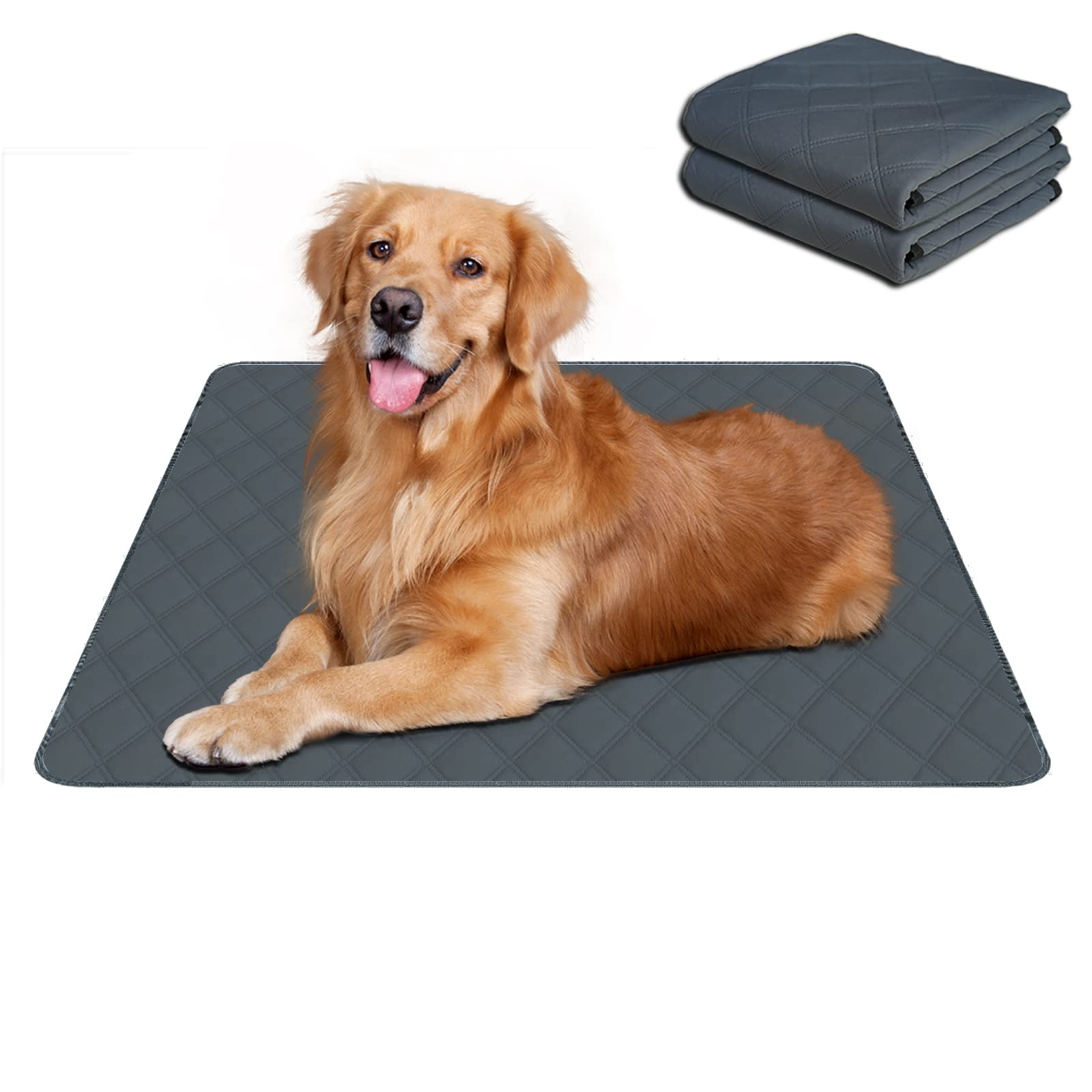 Rioussi Washable Pee Pads For Dogs, Reusable, Absorbent, Leakproof, Non Slip Pet Puppy Pads For Potty Training. Dark Gray, 18X24