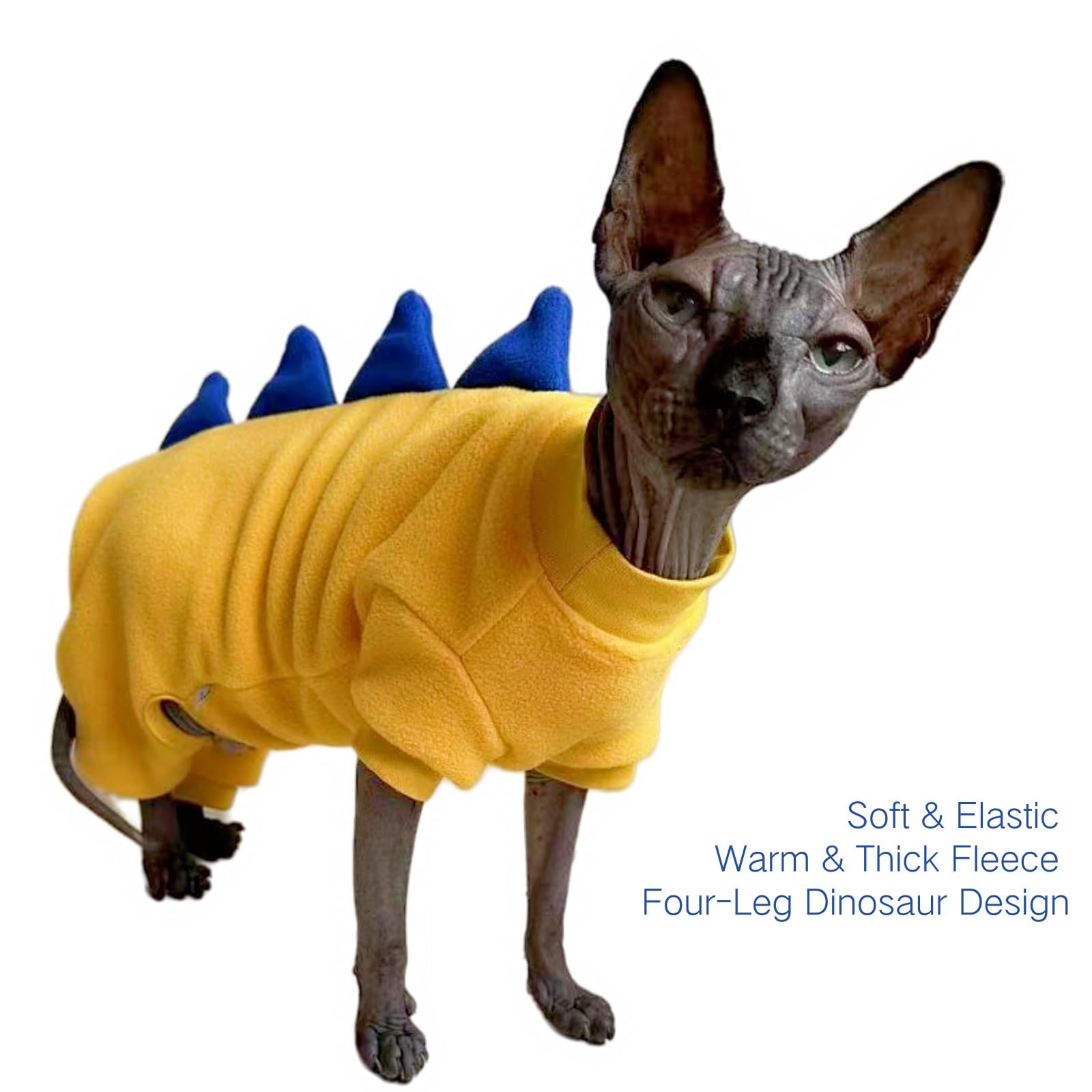 Four Leg Dinosaur Sphynx Cat Clothes Pjamas Hairless Cat Warm Polar Fleece Jumpsuit Elastic Pet Clothes For Sphynx Cat Surgery R