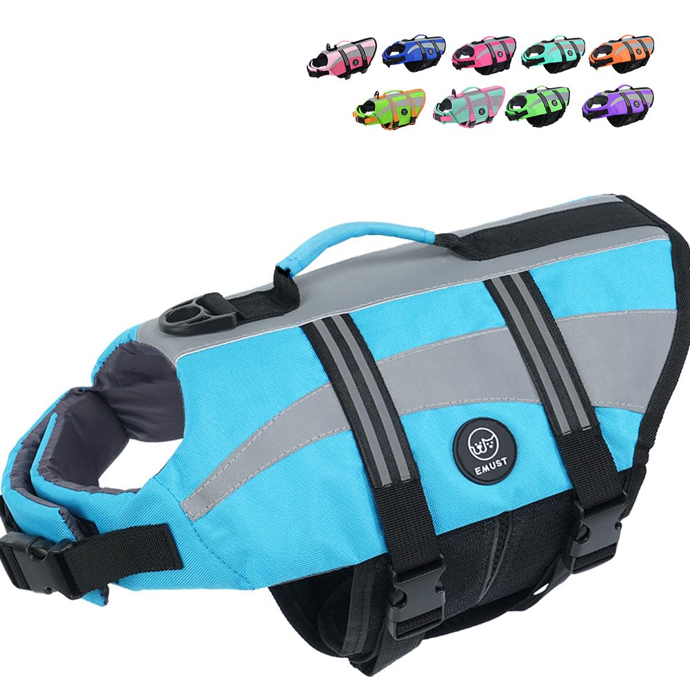 Emust Dog Life Vests, Adjustable Pet Life Jackets For Small Dogs With Enhanced Buoyancy, Small Dogs Flotation Vest With Durable 