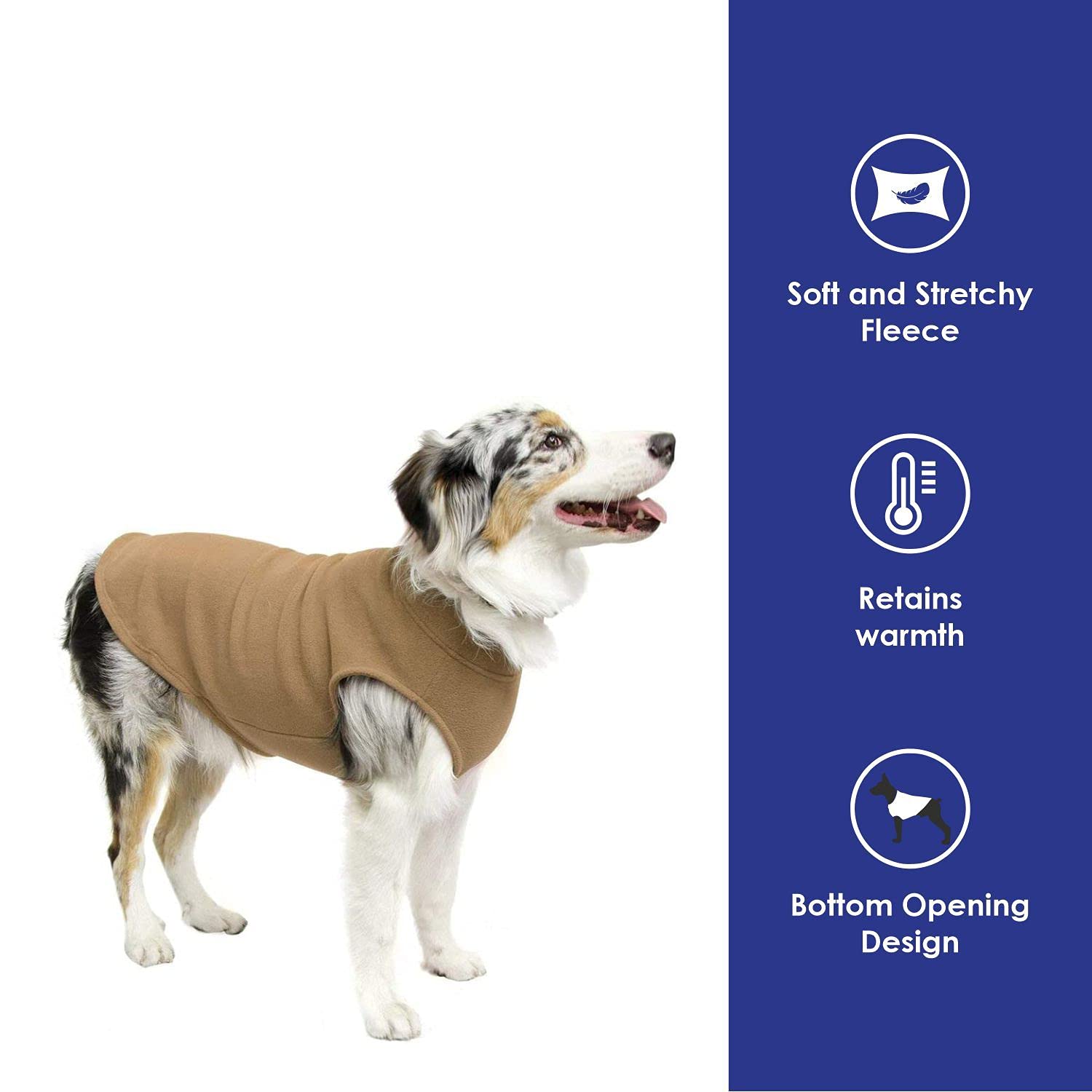 Gooby Stretch Fleece Vest Dog Sweater - Warm Pullover Fleece Dog Jacket - Winter Dog Clothes For Small Dogs, Large Dogs, Boy Or Girl - Soft, Super Stretchy Fleece Vest Dog Sweater - Sand, 4X-Large