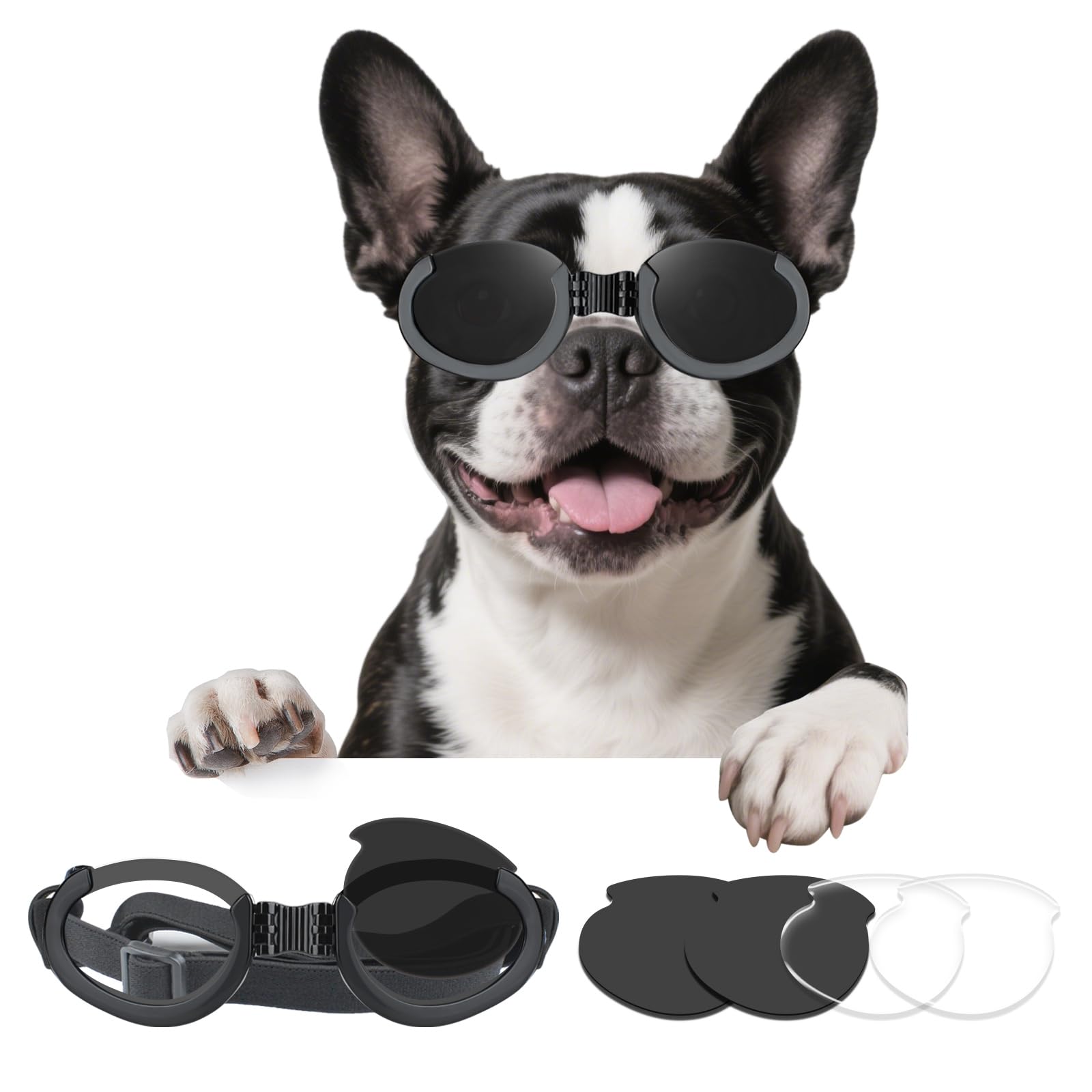 Billionchains Dog Goggles With Replaceable Lens Eye Protection Dog Sunglasses For Small To Medium Breed For Outdoor Riding/Drivi