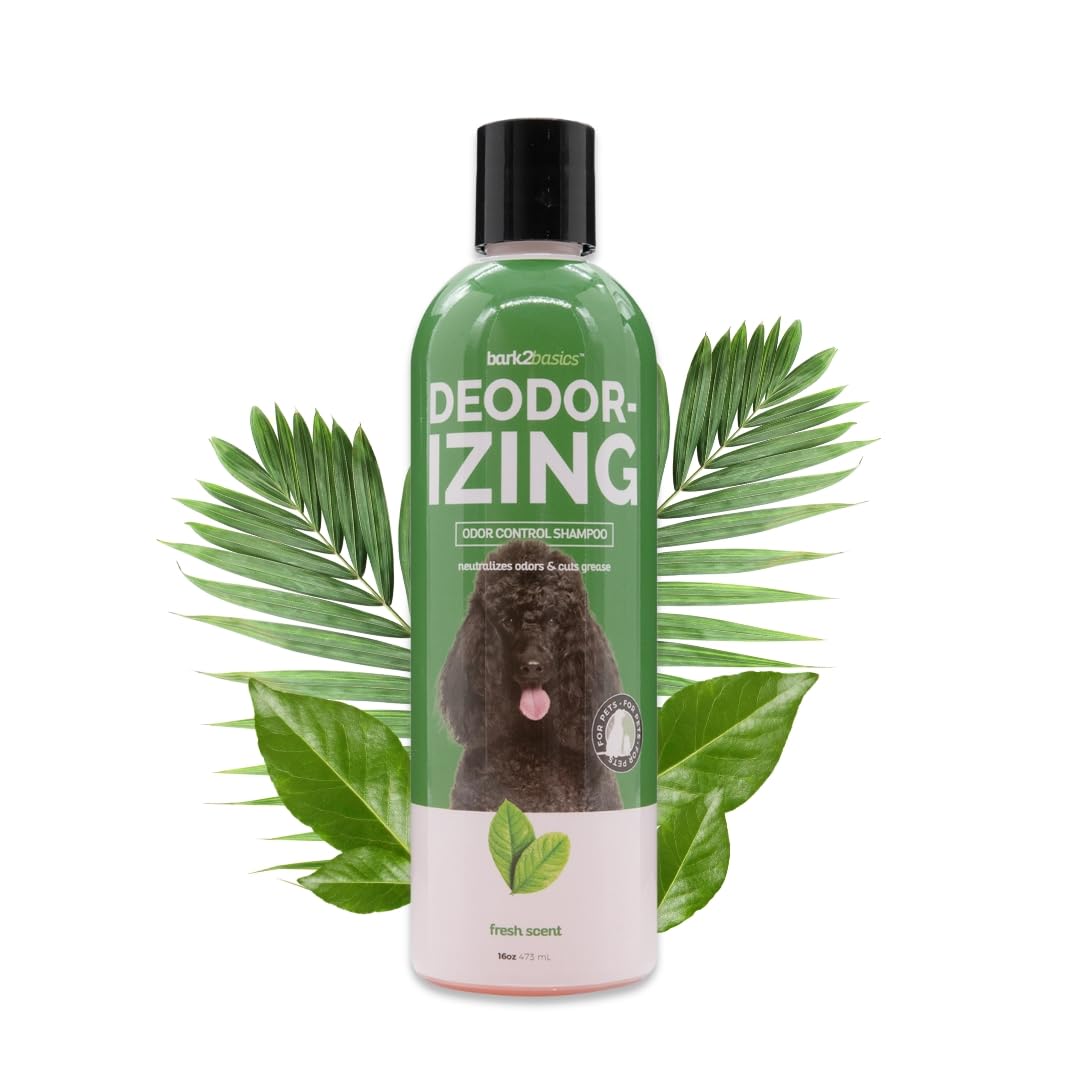 Bark2Basics Deodorizing Dog Shampoo, 16 oz - Powerful Odor Neutralizer Odortrol, Naturally Derived Ingredients, Eliminates Smell