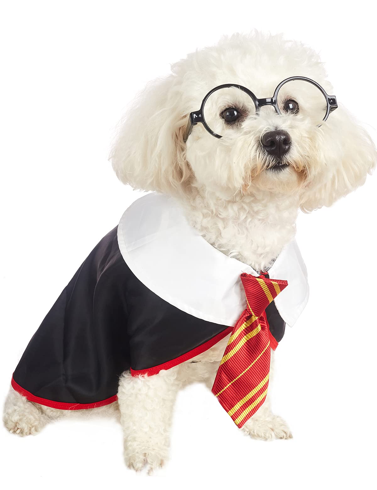 Impoosy Pet Dog Halloween Shirts Funny Cat Wizard Costume Pet Cute Apparel Soft Clothes With Glasses (Medium,Neck:14')
