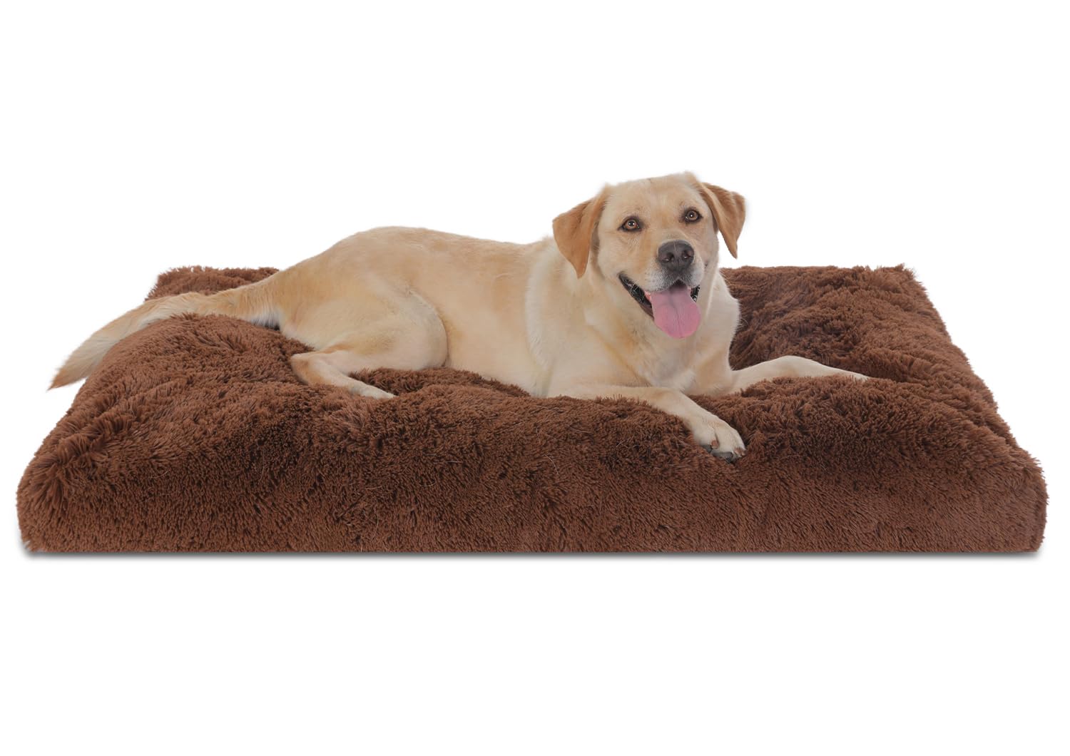 Bedfolks Waterproof Dog Crate Bed & Pad, Faux Fur, Xxl (47''X29''), Washable, Solid Brown