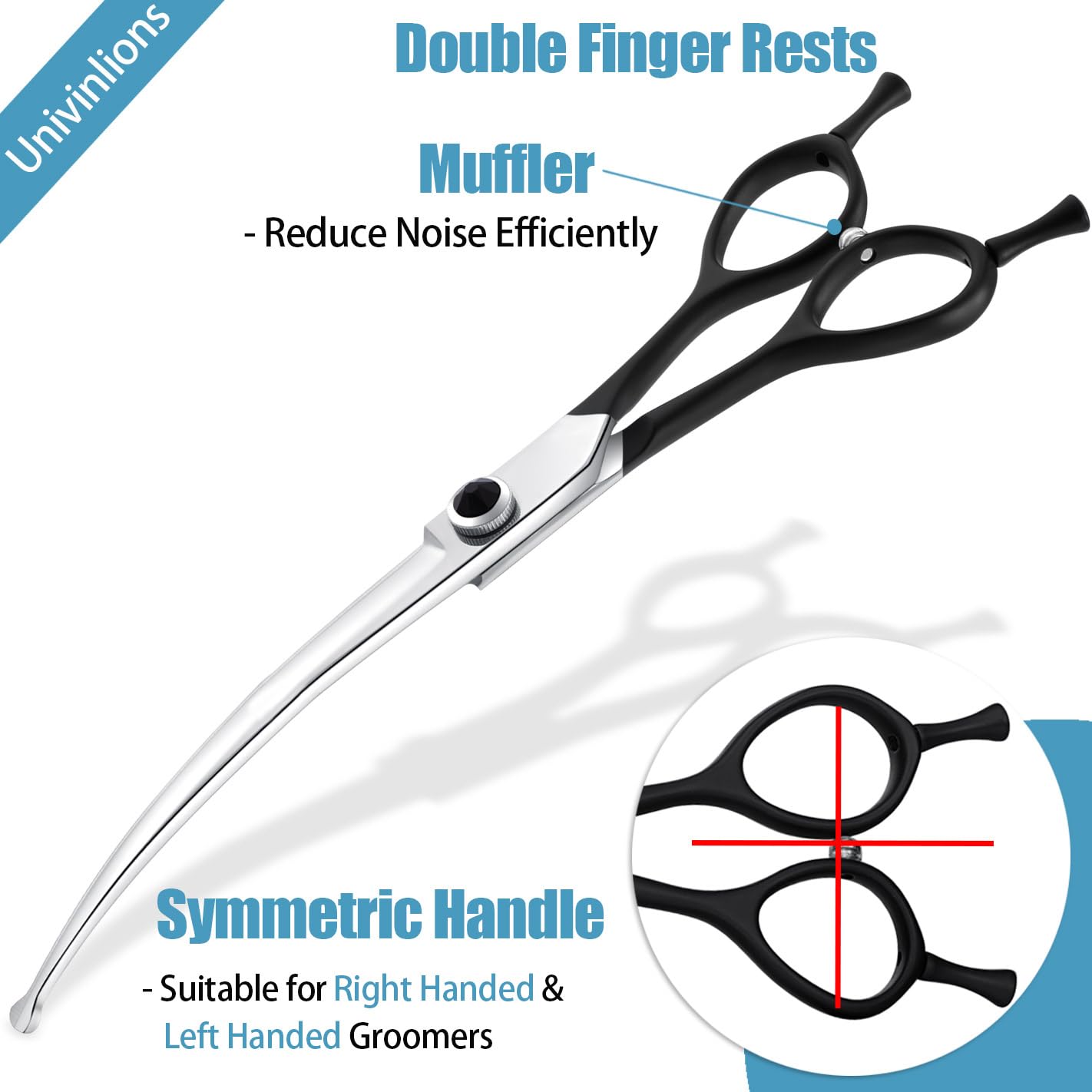 Dragon Creek 8'' Downward Curved Dog Grooming Scissors Shears For Grooming Face And Paws Safety Round Tips Shears Trimming Cutti