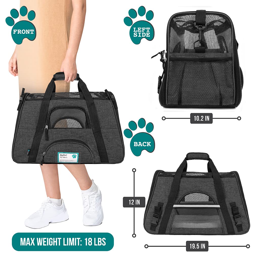 PetAmi Airline Approved Pet Carrier for Cat, Soft Sided Dog Carrier for Small Dog, Cat Travel Supplies Accessories Indoor Cats,