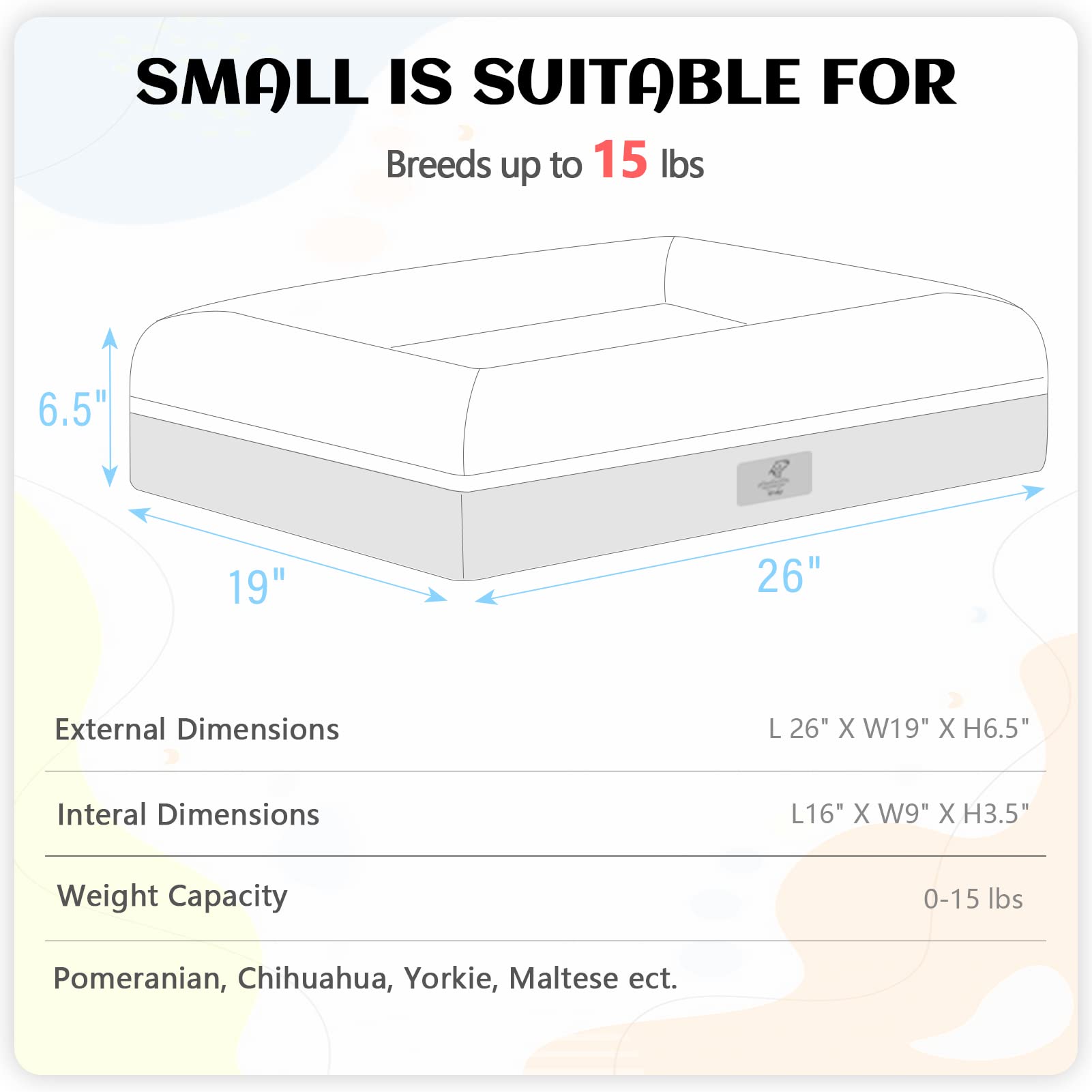 Yiruka Orthopedic Dog Bed for Small Dogs, Waterproof Puppy Bed with Removable Washable Cover, Egg Crate Foam Small Dog Couch Bed