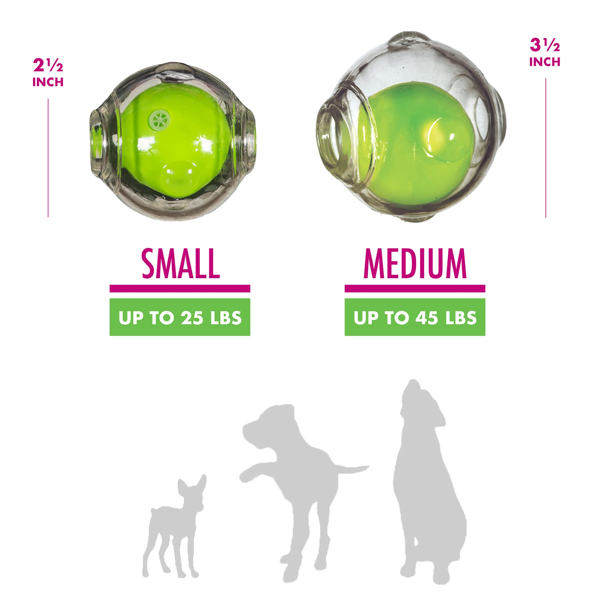 Chase 'N Chomp Amazing Squeaker Ball Toy For Pets, Clear, 2.5 Inch
